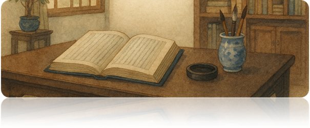 说明: An open book on a table