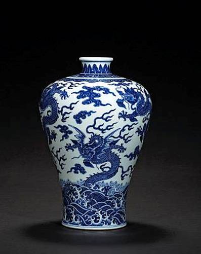 A blue and white porcelain meiping Qianlong Mark, Late Qing/Republic Period, Sold for $7,658,000
