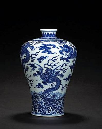 A blue and white porcelain meiping Qianlong Mark, Late Qing/Republic Period, Sold for $7,658,000